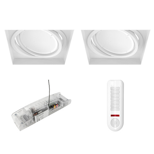 Trimless Square Adjustable LED Colour Change and 3000K White AR111 Downlights Pod Kit 24V White 32W