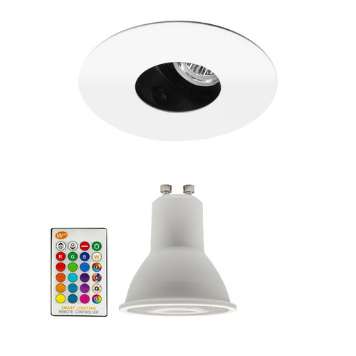 Happy Invisible Adjustable Round Downlight 5W 240V White RGB + 3000K Warm White