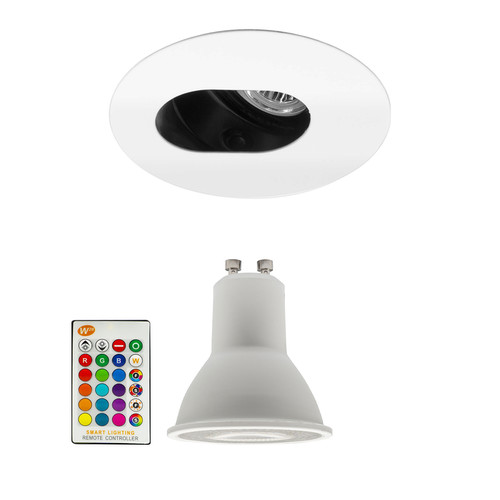 Happy Downlight Kit 240V 5W RAL 9010 Pure White RGB + 3000K Warm White