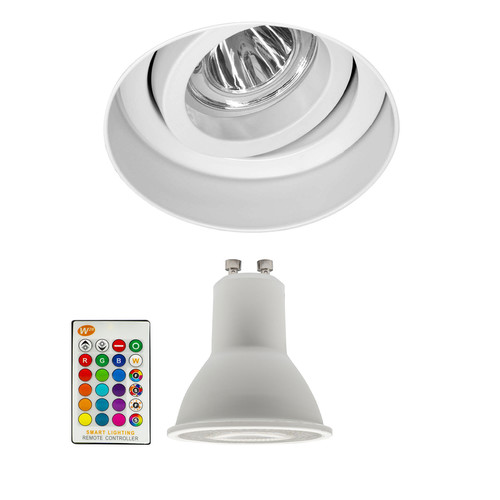Happy Trimless Round Adjustable Downlight 240V White RGB + 3000K Warm White