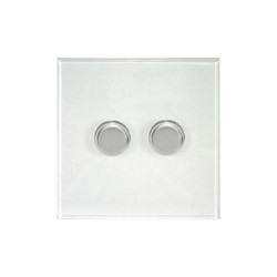 Prism Dimmer Switch V-PRO Trailing Edge LED 2 gang 120 watt 2 way Polished Chrome / Clear Perspex