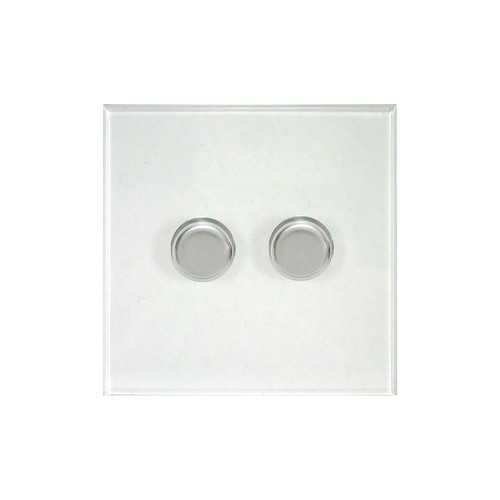 Prism Dimmer Switch V-PRO Trailing Edge LED 2 gang 120 watt 2 way Polished Stainless Steel / Clear Perspex