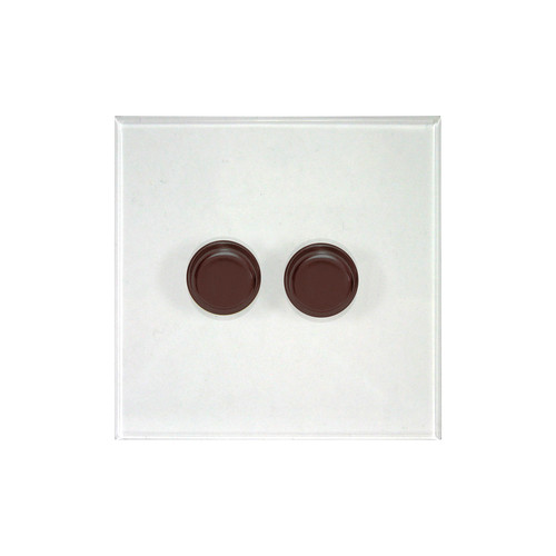 Prism Dimmer Switch V-PRO Trailing Edge LED 2 gang 120 watt 2 way Antique Bronze / Clear Perspex