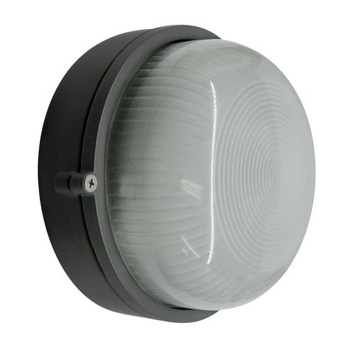 Round Bulkhead Outdoor Garden Wall Light Dark Grey 18W