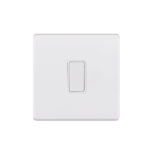 Rocker Switch Screwless 1 gang 10 amp intermediate Matt White