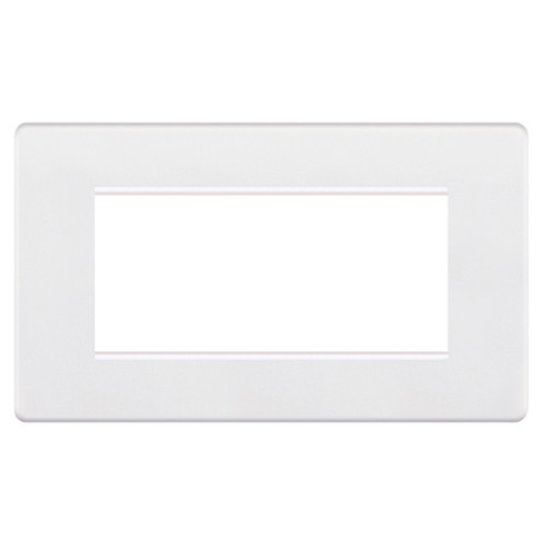 Euro Plate Screwless 4 Gang Euro Plate Matt White