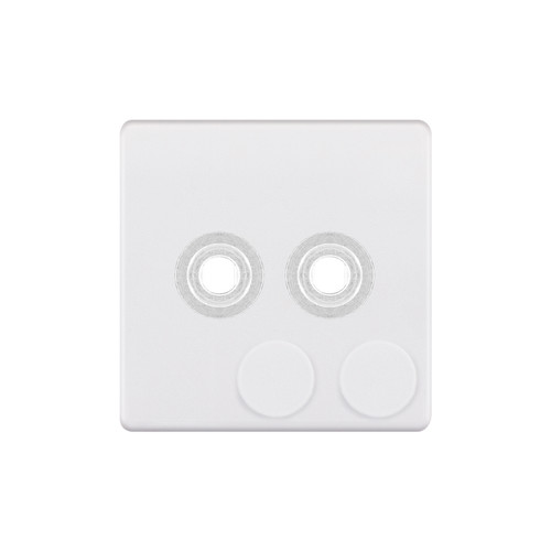 Dimmer Plate Screwless With Knobs 2 gang single Matt White