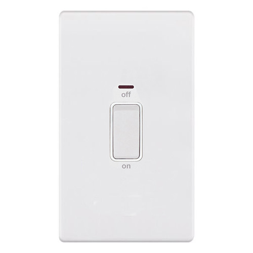 Cooker Switch Screwless 45 amp cooker switch neon Matt White