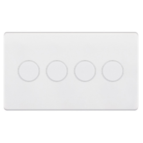 Dimmer Switch Screwless 4 gang 400W 2 way Matt White
