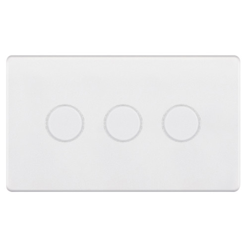 Dimmer Switch Screwless 3 gang 400W 2 way Matt White