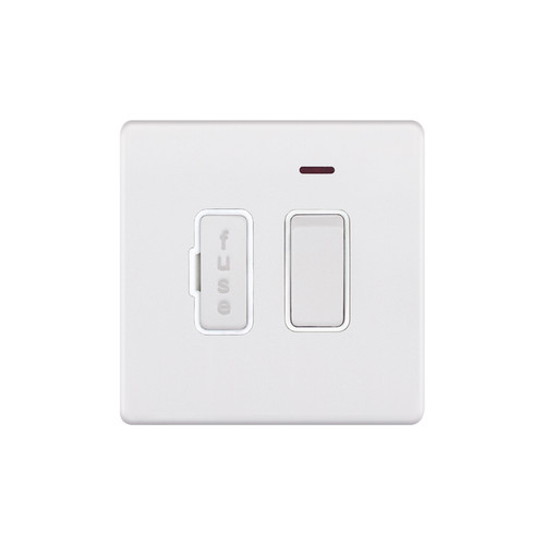 Fuse Spur Screwless 1 gang 13 amp neon switch fuse spur Matt White