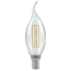 LED Clear Filament Candle Light Bulb Bent Tip 35mm 470lm Dimmable SES 5W 2700K Warm White