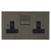 Horizon Square Socket 2 gang 13 amp Jordan Bronze
