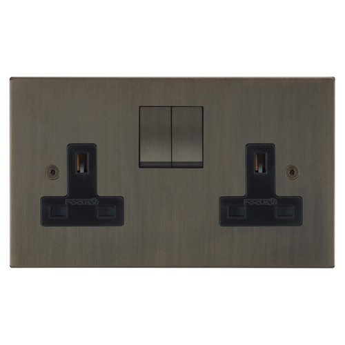 Horizon Square Socket 2 gang 13 amp Jordan Bronze