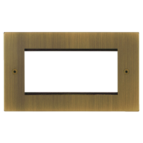 Horizon Square Euro Plate 4 gang Antique Brass