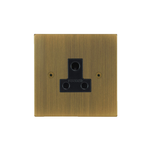 Horizon Square Unswitched Socket Outlet 1 gang 5 amp Antique Brass