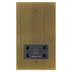Horizon Square Shaver Socket 1 gang Antique Brass