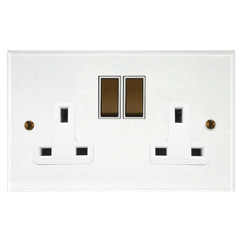Prism Wall Socket 2 gang 13 amp switch socket outlet Antique Bronze / Clear Perspex