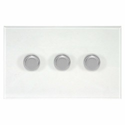 Prism Dimmer Switch V-PRO Trailing Edge LED 3 gang 120 watt 2 way Polished Chrome / Clear Perspex
