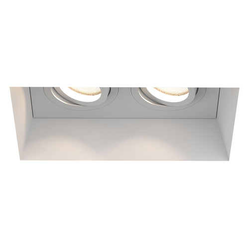 Blanco Plaster Trimless Round Double Adjustable Sharp Edge Downlight GU10 240V White 2x50W