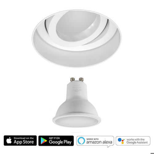 Trimless Round Fire Rated Adjustable Downlight 240V GU10 Smart LED 5W (=50W) 27K-4K