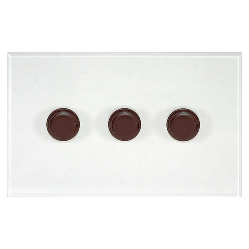 Prism Dimmer Switch V-PRO Trailing Edge LED 3 gang 120 watt 2 way Antique Bronze / Clear Perspex