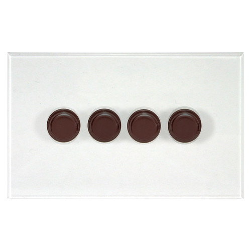 Prism Dimmer Switch V-PRO Trailing Edge LED 4 gang 120 watt 2 way Antique Bronze / Clear Perspex