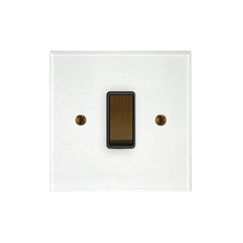 Prism Rocker Switch 1 gang rocker switch 20 amp 2 way Antique Bronze / Clear Perspex