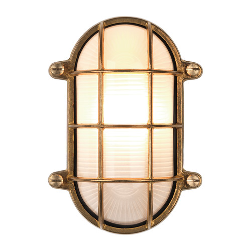 Thurso Oval Bulkhead Outdoor Garden Light Brass 12W