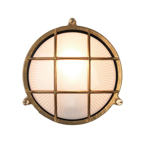 Thurso Round Bulkhead Outdoor Garden Light Brass 42W