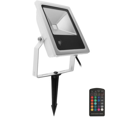LED White IR Floodlight Garden Spike 240V 30W (=300W) RGB