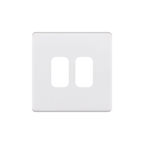 Modular Plate Screwless 2 gang single Matt White