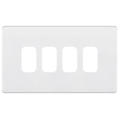 Modular Plate Screwless 4 gang double Matt White
