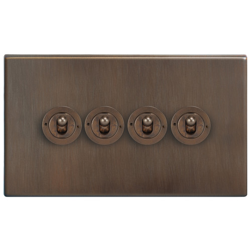 Morpheus Screwless Dolly Switch 4 gang dolly switch 20 amp Chocolate Bronze