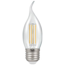 LED Clear Filament Candle Light Bulb Bent Tip 35mm 470lm Dimmable ES 5W 2700K Warm White