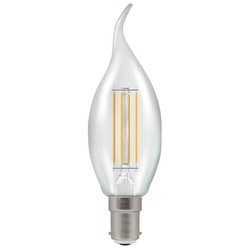 LED Clear Filament Candle Light Bulb Bent Tip 35mm 470lm Dimmable SBC 5W 2700K Warm White