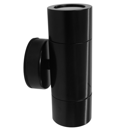Smooth Pillar Up & Down Outdoor Garden Wall Light 240V Black 2 x 35W