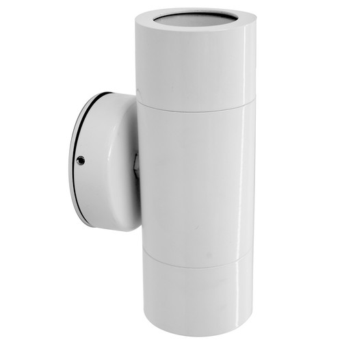 Smooth Pillar Up & Down Outdoor Garden Wall Light 240V White 2 x 35W