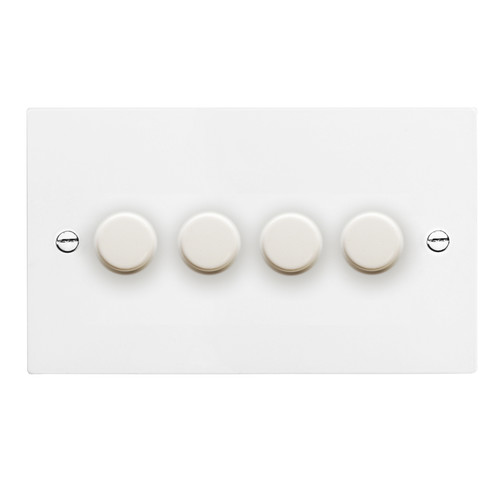 Dimmer Switch V-PRO Trailing Edge LED 4 gang dimmer switch 120 watt 2 way Satin White Aluminium
