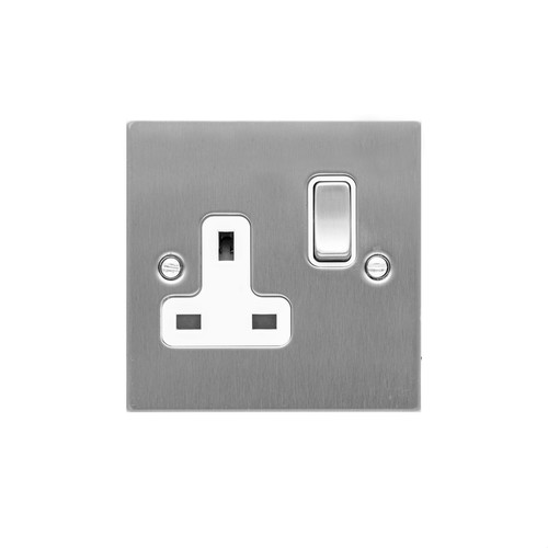 Wall Socket 1 gang 13 amp switch socket outlet Satin Stainless