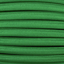 Braided Cloth Round Flex 3 Core Cable 0.75mm² Green