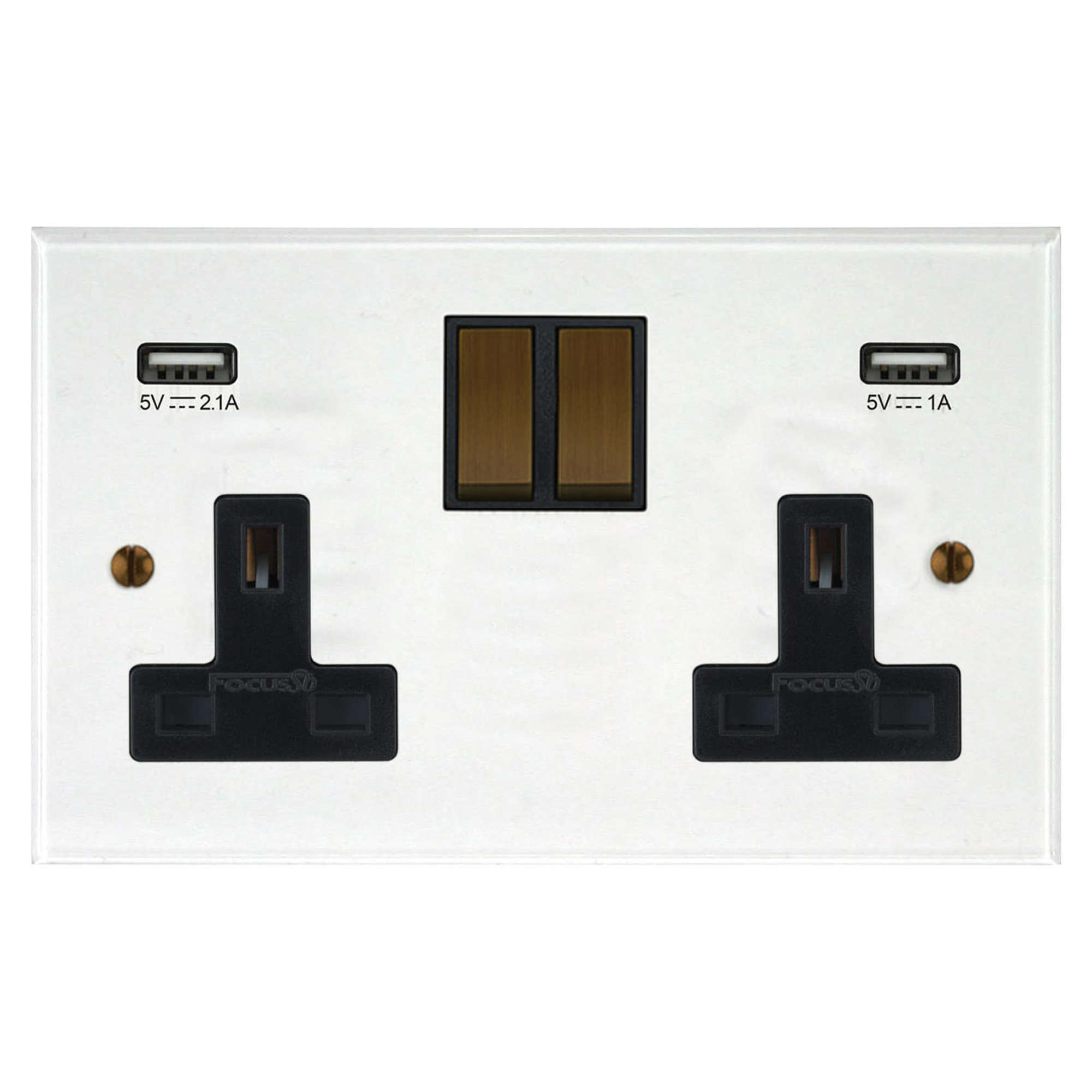 Prism Wall Socket with USB Chargers 2 gang 13 amp switch socket outlet