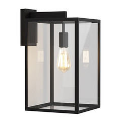 Box Lantern Outdoor Garden Wall Light 240V 60W Black