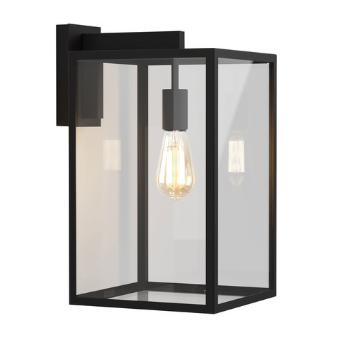 Box Lantern Outdoor Garden Wall Light 240V 60W Black