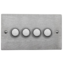 Dimmer Switch V-PRO Trailing Edge LED 4 gang 120 watt 2 way Satin Stainless