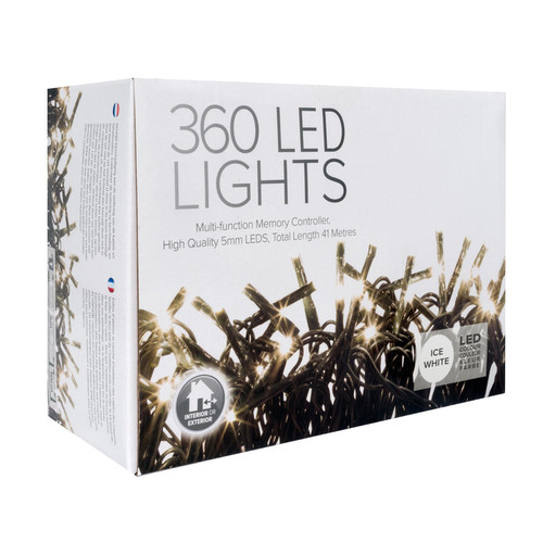 LED Twinkle String Fairy Lights with Controller 36m, 360 5mm Lights, Indoor/Outdoor, 31V Cool White Green Cable