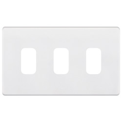 Modular Plate Screwless 3 gang double Matt White