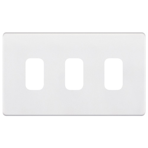 Modular Plate Screwless 3 gang double Matt White
