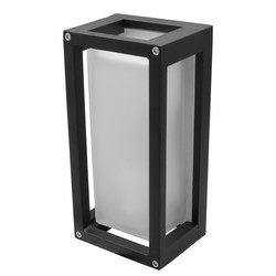 Frame 240V Single Frosted Outdoor Garden Wall Light Black 20W