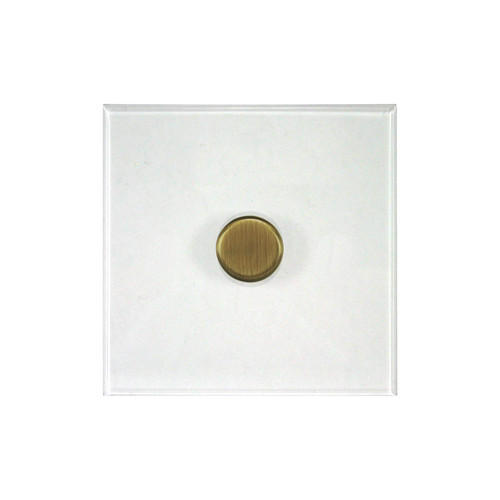 Prism Dimmer Switch V-PRO Trailing Edge LED 1 gang 120 watt 2 way Antique Brass / Clear Perspex